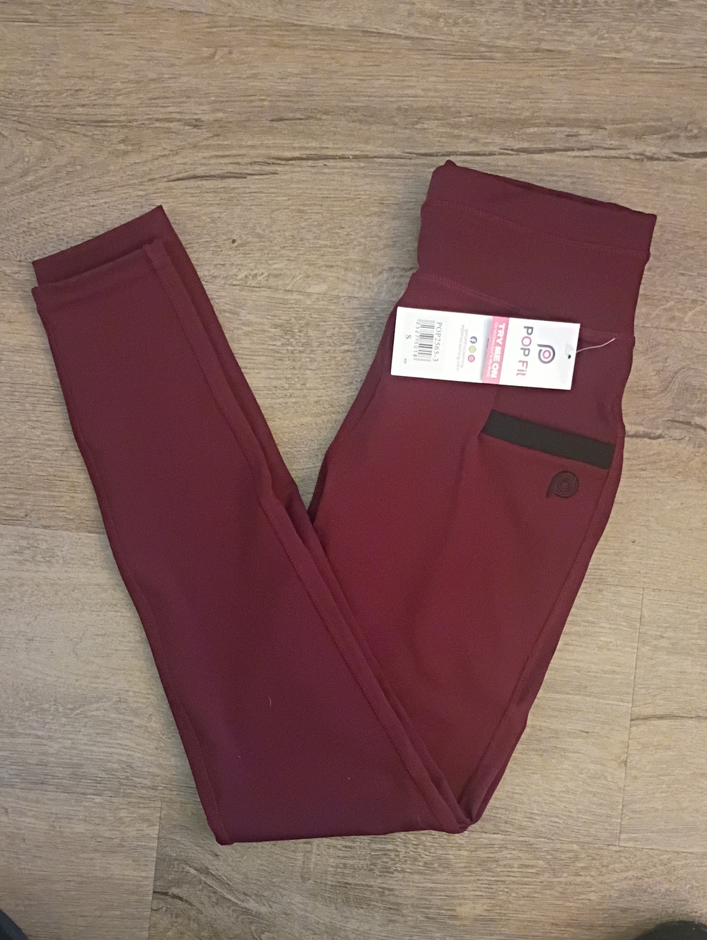 POP Fit Maroon Active Leggings with Pocket